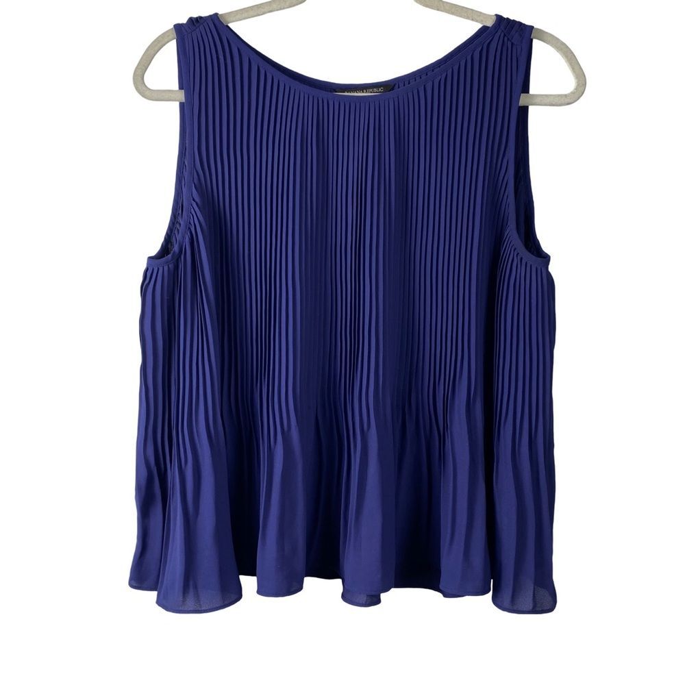 Banana Republic Purple Pleated Flowy Tank Top Flutter Hem Oversized Fit Size S